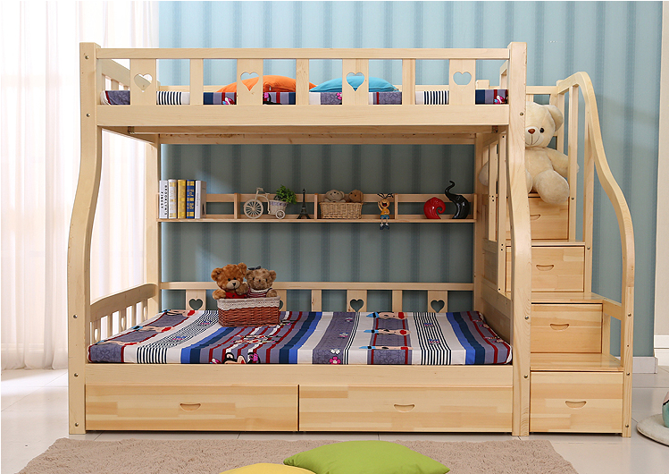 Giường tầng trẻ em giá rẻ được làm từ gỗ tự nhiên an toàn cho bé