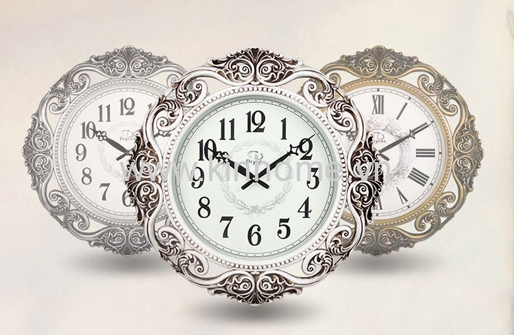 Đồng hồ treo tường phong cách Châu Âu với hoa văn cổ điển lãng mạn - K3224308