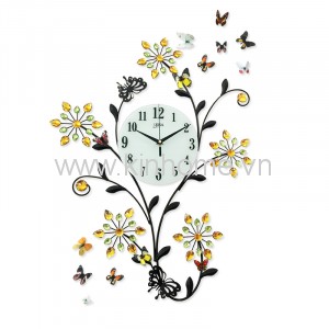 Đồng hồ trang trí họa tiết hoa lá KBS858-90