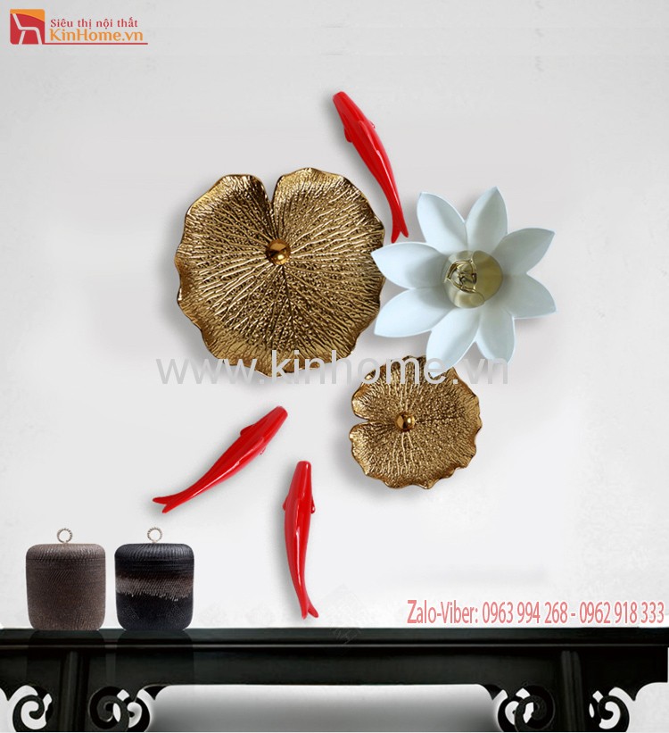 Decor Trang Trí Hoa Sen Cá Chép cao cấp KH56789-31